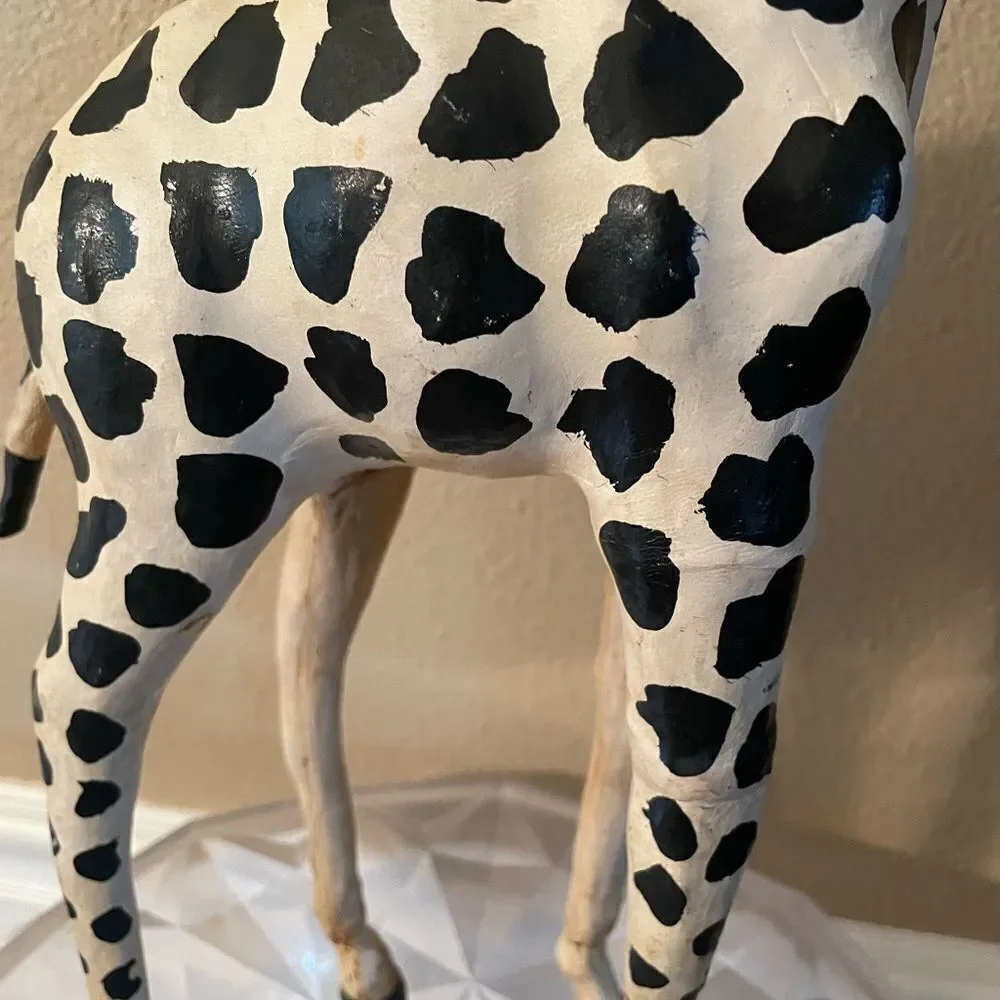 Giraffe Leather Wrapped Old 19 inches Tall Decorative Giraffe